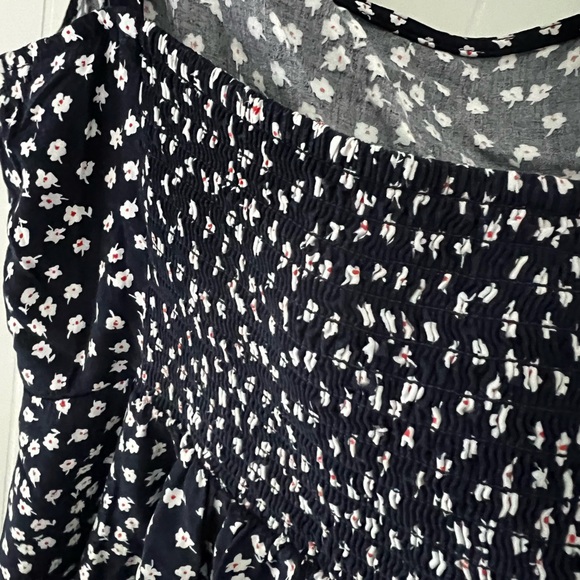 GAP women’s Xs Petite Dress navy tiny floral flower blue skater - Picture 10 of 12